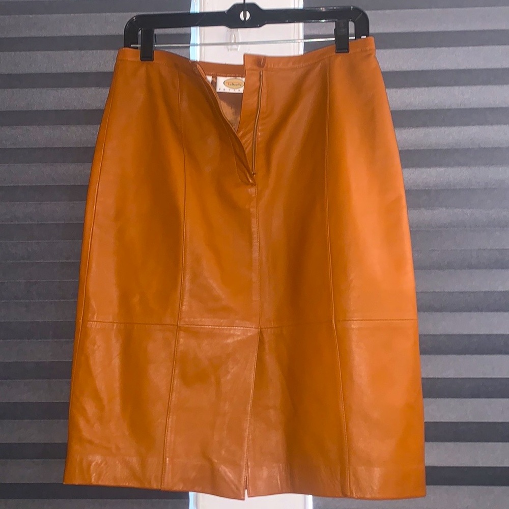 SOLD ✔️Talbots Tan Leather Pencil Skirt
